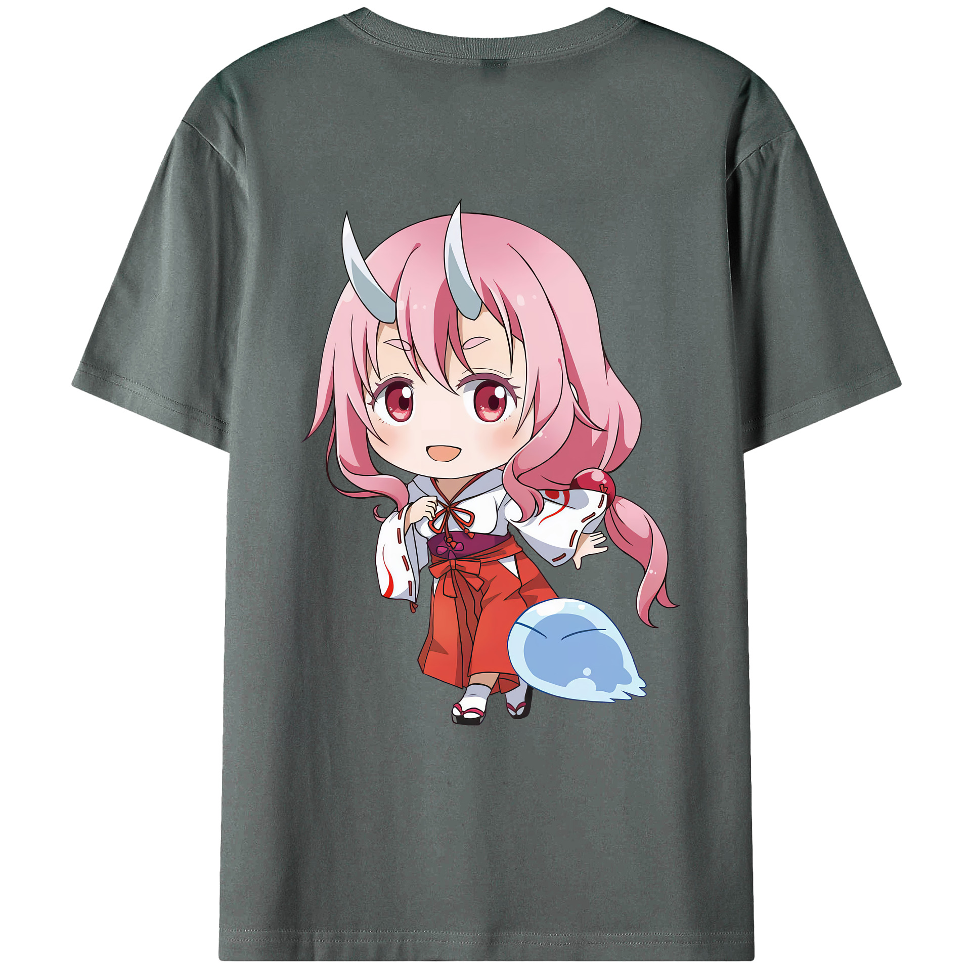 （画像用） 転スラ Regarding Reincarnated to Slime 綿100％ メンズ半袖Tシャツ（バックプリント） 通気性